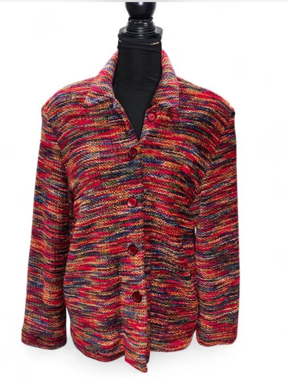 Coldwater Creek Multicolor Knit Cowl Button Cardigan